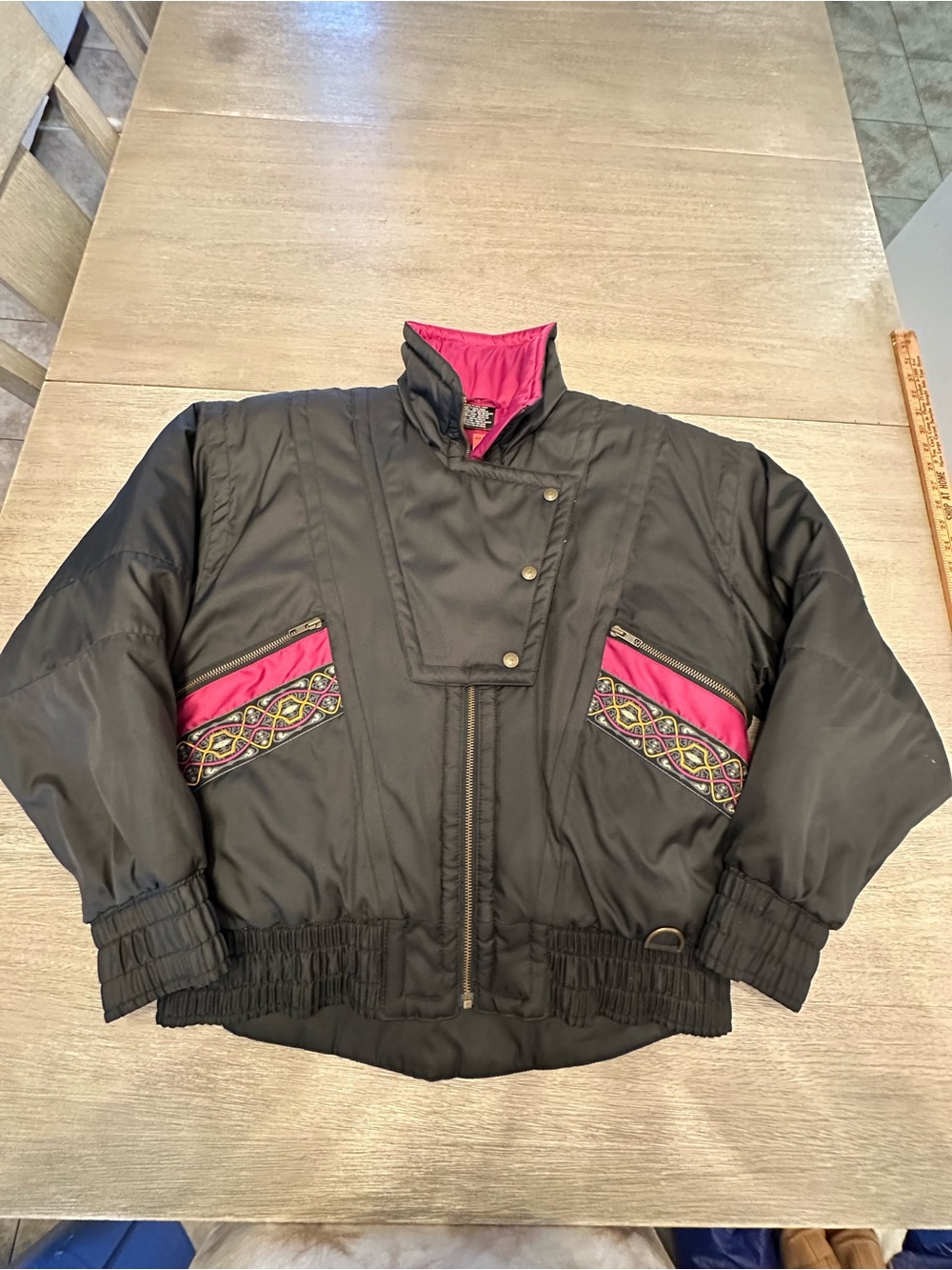 Vintage Passport White Stag Women’s Medium Black Pink Ski Jacket Retro 80s 90s